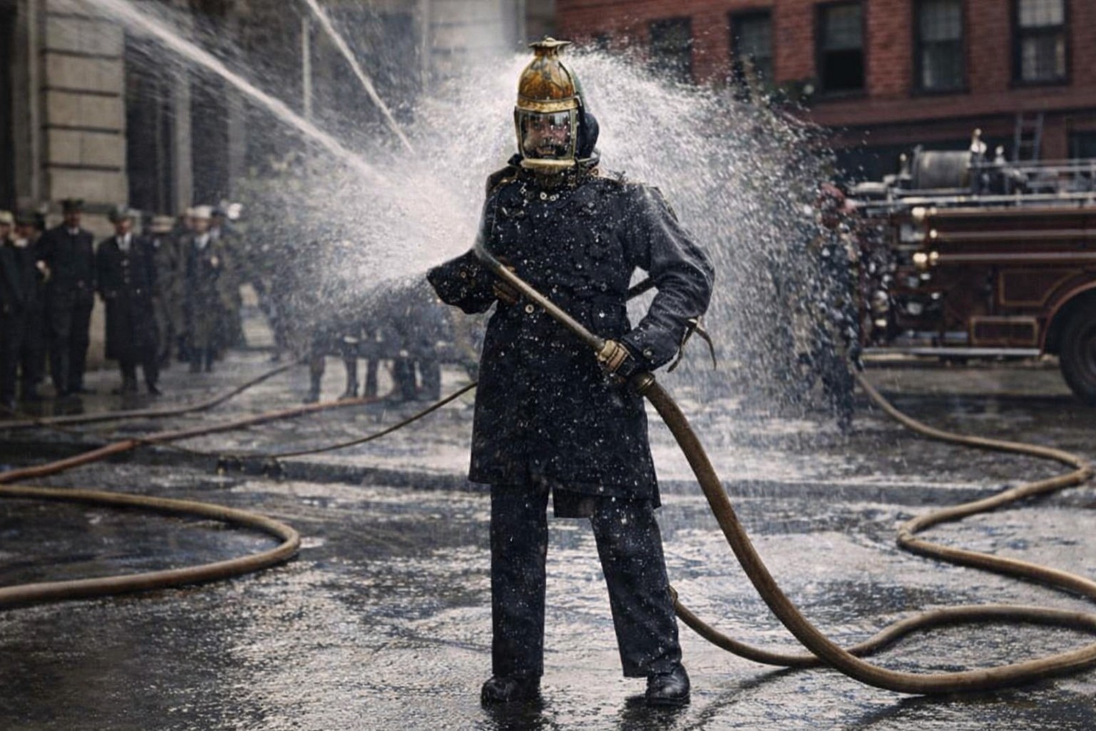 Cascos con ducha para los bomberos