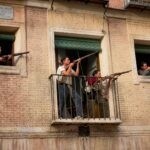Milicianos actuando desde las casas cercanas al Alcázar